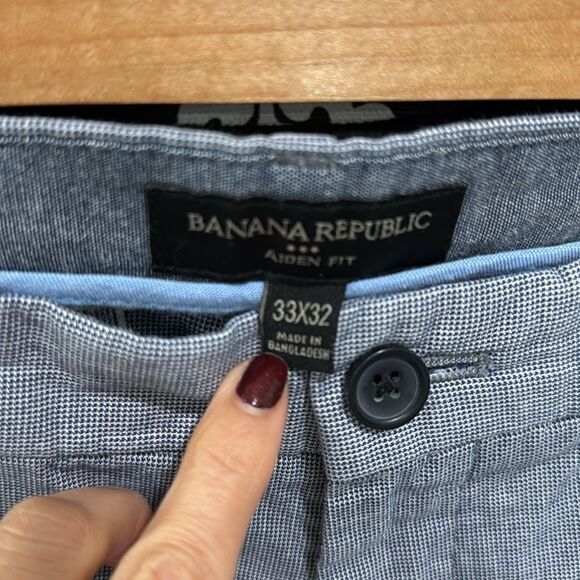 Banana Republic Men's Slacks Aiden Fit Gray Blue Chino Pants 33x32 - Picture 2 of 4